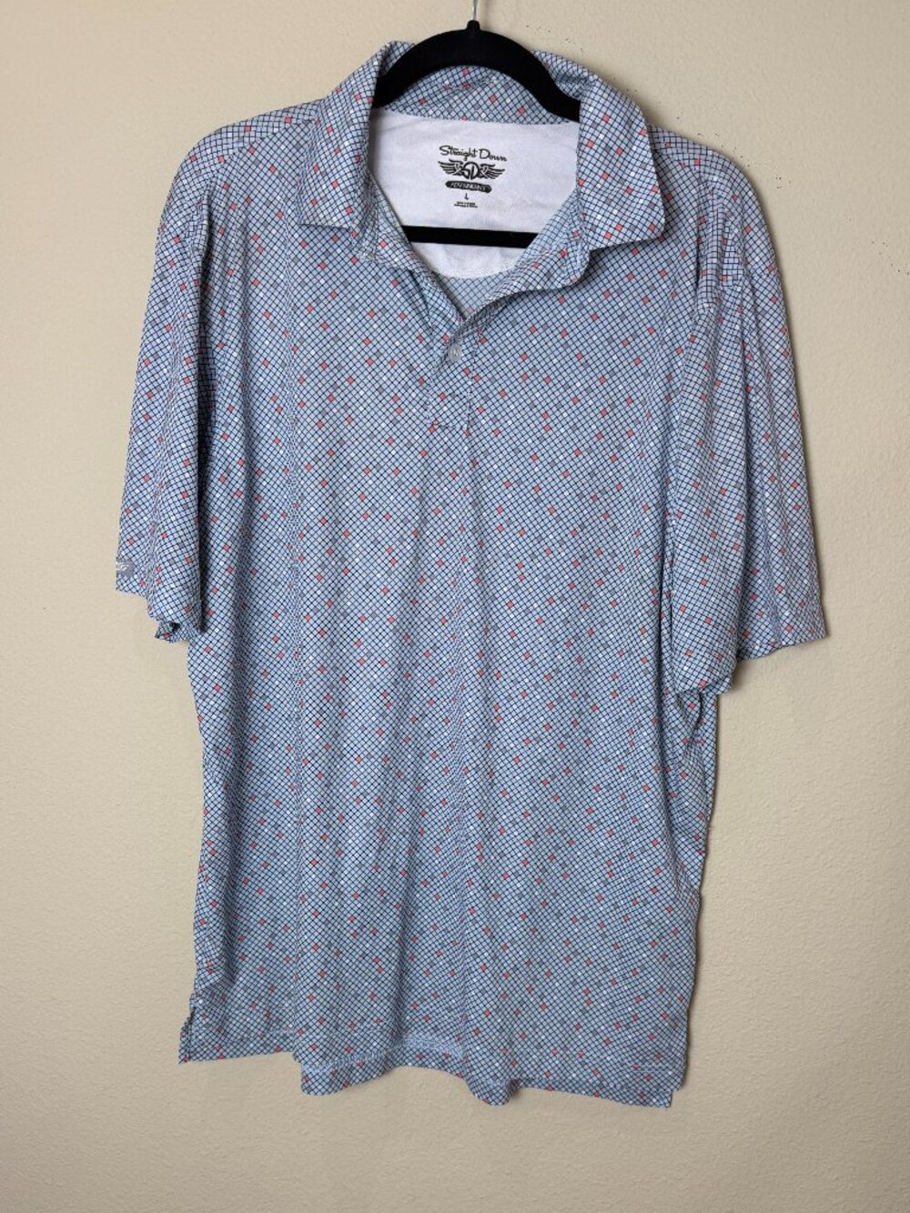 Straight Down Performance Men's Printed Golf Polo Shirt Size Large